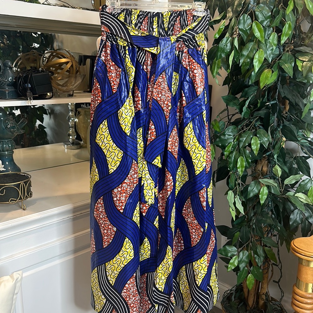 🆕NWT Uniti Casuals Ankara Multi-colored Blue Maxi Skirt, OS